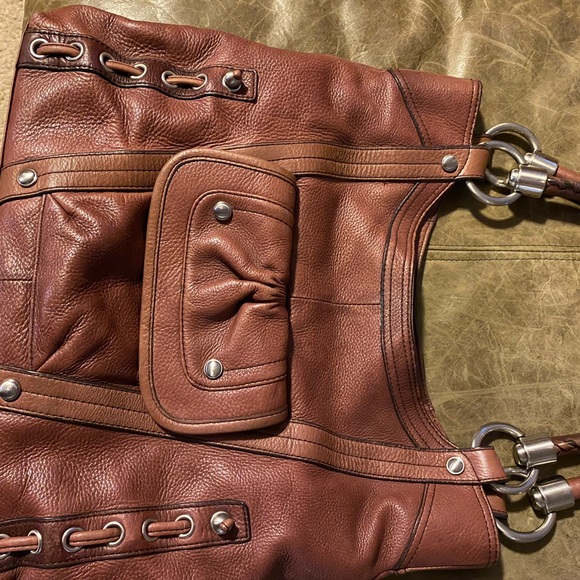 B Makowsky Large Brown Leather Purse Bag - Picture 4 of 10